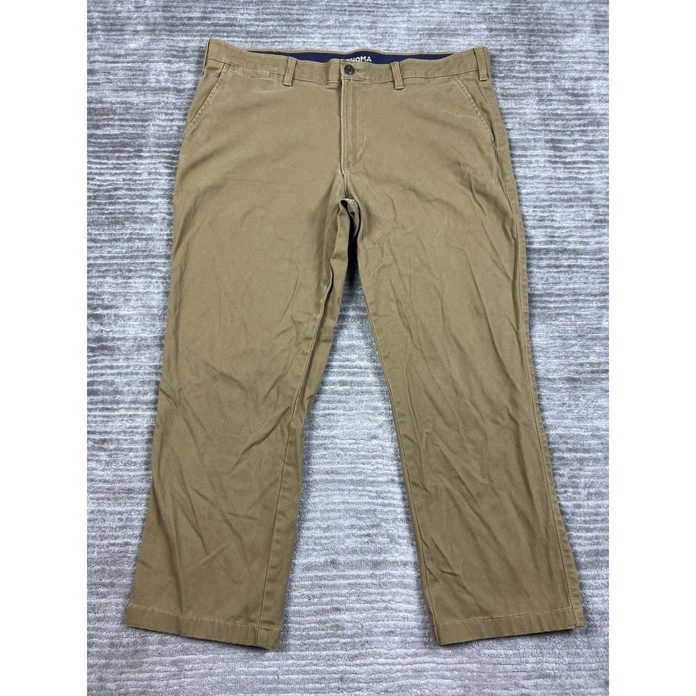 Sonoma Pants Mens 40x32 Beige Stretch Waist Straight Leg Chino‎